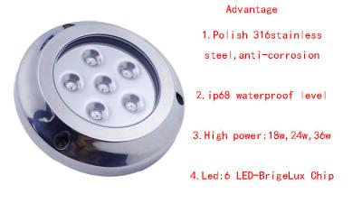 Chine lumière sous-marine marine blanche de la catégorie 316ss LED de 18W LED pour la traverse, ponton à vendre