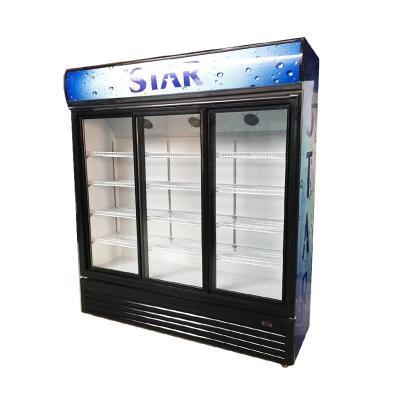 China 1000L Single-temperature Glass Doors Cooling Beverage Cooler Display Supermarket Direct Refrigerator 3 Times for sale