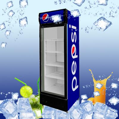 China 380L beer cooer upright beer display fridge single door glass display beer fridge for sale