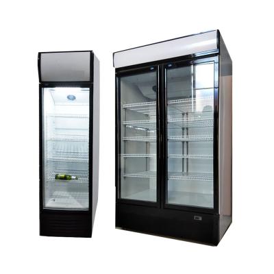 China Single-Temperature Commercial Beverage Cooler 2 Upright Glass Doors Display Fridge for sale