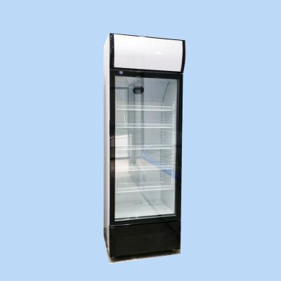 China Glass door display cooer 368L bar beverage bottle fridge showcase glass cola refrigerator door display cooler for sale