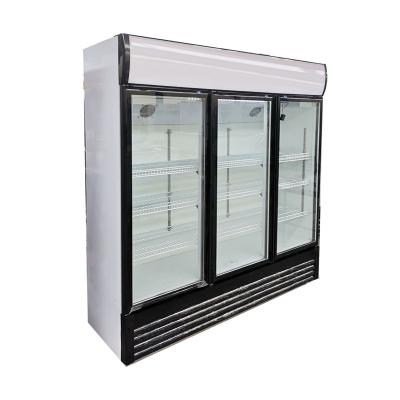 China Large Volume Cold Glass Doors Refrigerator Single-temperature Upright Supermarket Showcase 3 Cooler for sale