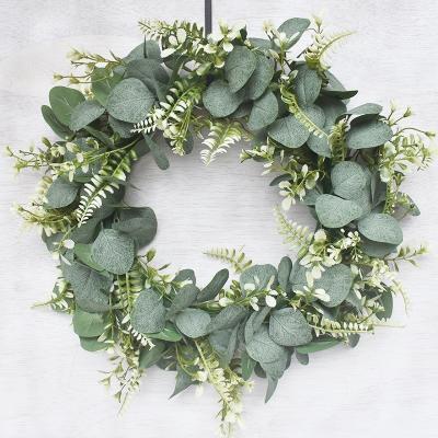 China Wholesale Natural Touch Flower Garland 42cm Artificial Persian Eucalyptus Grass Leaves Front Door Wreath for sale