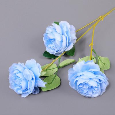 China Advance Decorative Blue Flower Road Decoration Wedding Artificial Flower Style Peony Peony Flower for sale