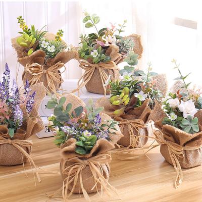 China Canvas Artificial Plant Wedding Decoration Bouquet Artificial Flowers Eco - Friendly Plastic Potted for sale