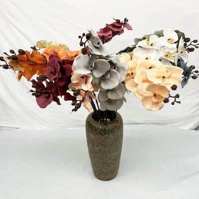 China Eco-friendly Materials SN-F-8205 9 Heads Real Touch Artificial Orchid Flower Decoration for sale