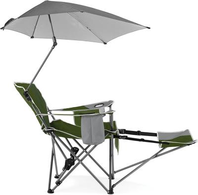 China New Style Camping Beach Chair Sports Brella 3 Position Recliner Easy-Carry Chair with Removable Umbrella and Footrest for sale