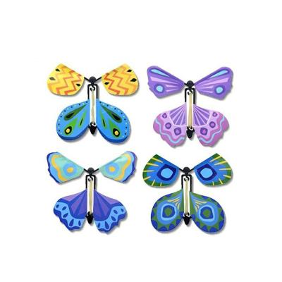 China Decorative Butterflies Kids Paper Surprise Toys Rubber Band Wind Up Magic Fairy Flying Butterfly For Party for sale