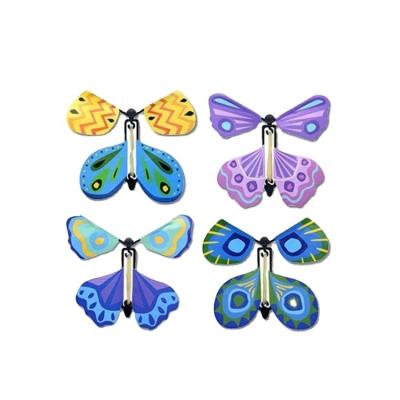 China Magic Butterfly Flying Paper Toy Wind Up Butterfly Toy Rubber Band Powered Butterfly For Big Surprise Wedding Birthday Gift for sale