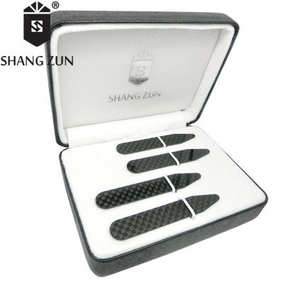 China Handmade Carbon Fiber Collar Stays Gift Sets Smooth Surface With High Quality Collar Support 4 PCS In Box for sale