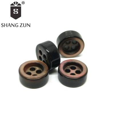 China Genuine viable custom four holes horn buttons for clothes enamel electroplate plastic/ABS/metal shirt suit button for clothes for sale