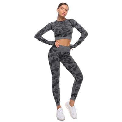 China Breathable Sports Gym Fitness Sportswear Seamless Yoga Set Women Spring for sale