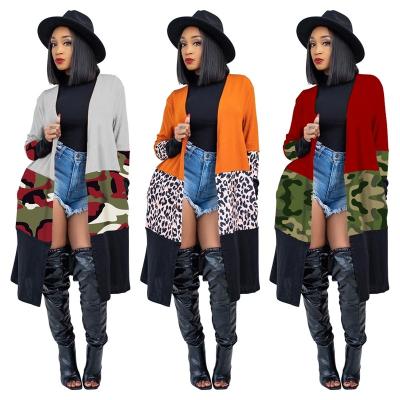 China New Anti-wrinkle design Spring 2022 fashion S-3XL patchwork printed leopard long cardigan for ladies for sale