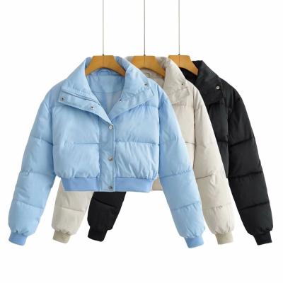 China 2022 Women Clothing Casual Turtle Neck Breathable Bubble Shorts Down Jacket Cotton Stripper Solid Coat for sale