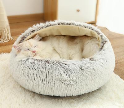 China Wholesale Sustainable Cozy Round Donut Soothing Pet Cave Bed Soft Plush and Cozy Warm to Improved Sleep for Small Dogs and Cats for sale