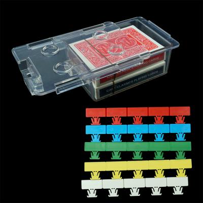 China Transparent Acrylic 2 Decks Casino Games Accessory Poker Card Holder Box with Cover for Storage Game Cards for Casino Club for sale