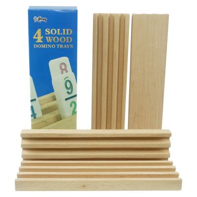 China wholesale 8 Age Wooden Domino Stand or Tray Holder Best Quality Solid wood, set of 4PCS, suitable for domino game in custom paper box for sale