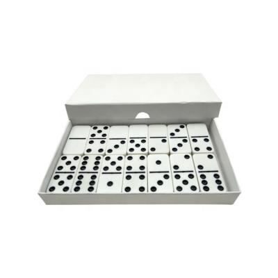 China Custom Black Melamine Dots Double Six Dominoes Tournament Size Domino In White Cardboard Box for sale