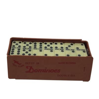 China Classic Custom Melamine Domino Double Six Professional Size Dominoes With Nail Pack In Plastic Box for sale