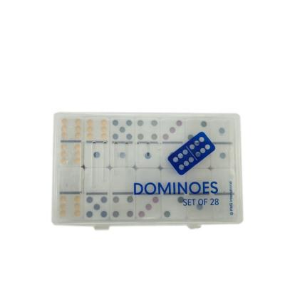 China White Melamine Domino With Dots Table Game Domino Personalizados Colored In White Plastic Box for sale