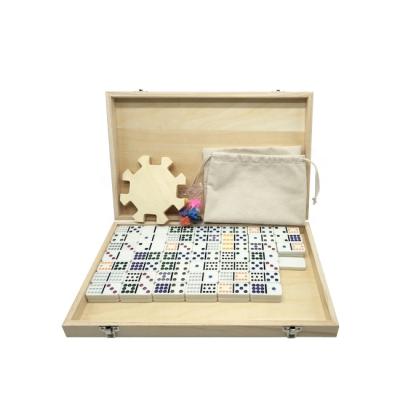 China 91pcs Melamine Domino Double 12 In Wooden Box And Cloth Bag And Starting Piece And Mexican Domino for sale