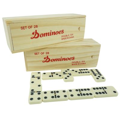 China Melamine Good Quality Dominoes Set Double Six With Brass Spinner Custom Sized Dominoes Set Of 28 tTiles In Wooden Case From Domino Factory for sale