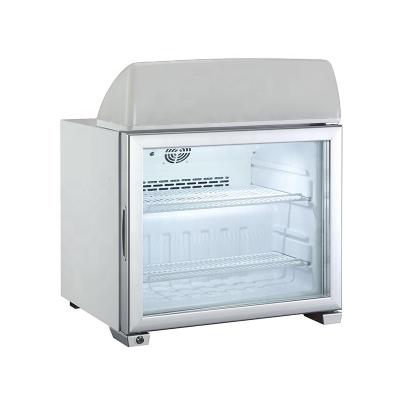 China Single-temperature 49L Mini Upright Single Glass Door Ice Cream Display Freezer for sale