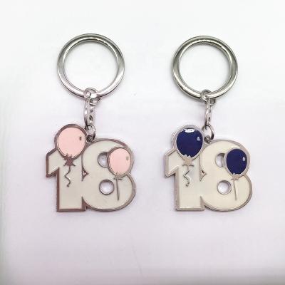 China 18th Golden Age Ceremony Gift Birthday Party Favor Drop Oil Metal Balloon Key Chain Key Ring for sale