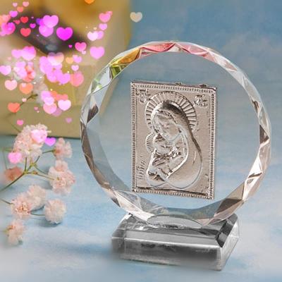 China Newborn Baptism Baby Baptism Keepsakes Baby Return Gifts Returns Crystal Baby Born Keepsake Baby Christening Gifts Crystal Madonna and Child Position for sale