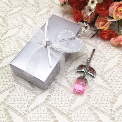 China Europe Wedding Favors Souvenirs For Guests Classic Transparent Crystal Rose Flower Valentine's Day Gift for sale