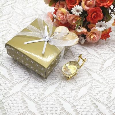 China Europe 24pcs/lot Baby Baptism Gifts Baby Shower Favors First Birthday Party Return Gifts Crystal Baby Carriage With Gift Box for sale