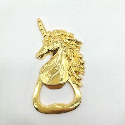 China New Europe Design Wedding Gift For Men Wedding Souvenirs For Guest Gold Color Unicorn Beer Bottle Opener Unicorn Party Supplies for sale