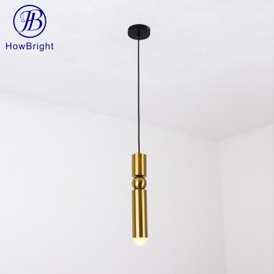 China Gold GU10 Lamp Hanging Light Indoor Living Rooom Mini Metal Ceiling Light Fixtures Modern Decorative Golden Round Tube Long for sale