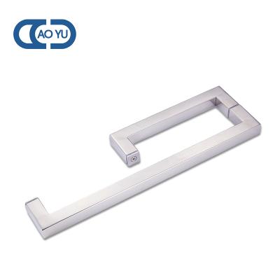 China China 304 SS 304 Stainless Steel Modern Glass Door Pull Handle High Quality Glass Square Flush Pulls Door Handle for sale