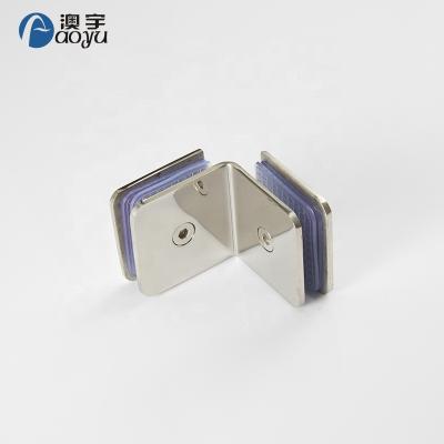 China Wholesale High Quality 90 Degree Glass Door Glass to Glass Clip, Hot Sale Glass Stainless Steel Bathroom Flange Clip for sale