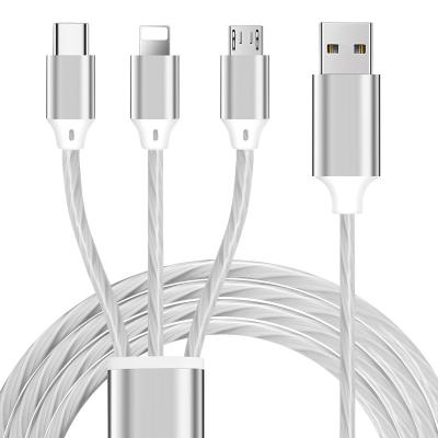 China Etc.electronic mobile phone product 5A flash charging three-in-one multifunctional flame charging cable supports different devices for sale