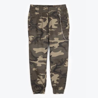 China Wholesale Anti-wrinkle Decorate Chain Pants Camouflage Printed Jogger Pants Women for sale