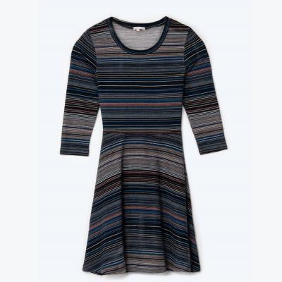 China Anti-Wrinkle OEM Polyester Dye Stripe Skater Dress Sexy Dress Women / Spandex Yarn for sale