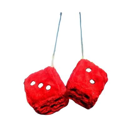 China Wholesale Custom Stuffed Toy Car Fuzzy Dice Plush Pendant Soft Plush Dice Hanging Dies Die Cut Plush Toys for sale