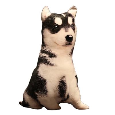 China Black Cat PP Cotton Plaid Simulation Husky Doge Dog Creative 3D Effect Plush Toy Tile 3D Decorative Plush Toy Animal Doll for sale