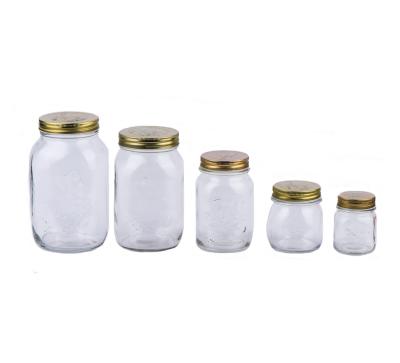 China Preservation CP074 930m, 580ml, 280ml, 150ml clear mason jar glass jam jar and honey freshness jar with screw metal lid for sale