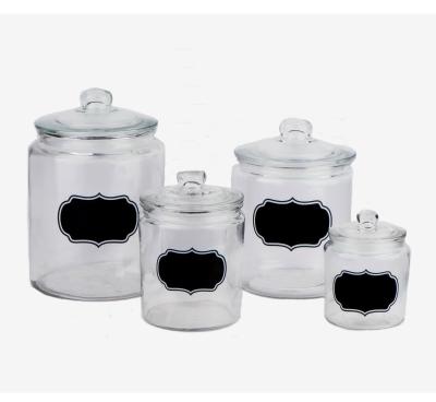 China Large Freshness Retention Capacity Cookie Glass Jars With Glass Lid And Chalkboard Printing (CCP773K3) for sale