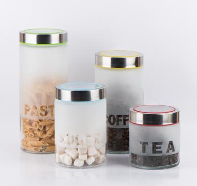 China Frosted Glass Freshness Preservation CCP056DS3 Jar With Stainless Steel Window Lid for sale