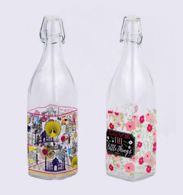 China Freshness Preservation 1L Glass Bottle Glass Milk Bottle with Decal Printing and Clip Lid (CCP684K36) for sale