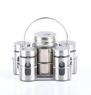 China TW1127 5pcs Spice Glass Spice Jar Set with Wrap and Metal Rack for sale