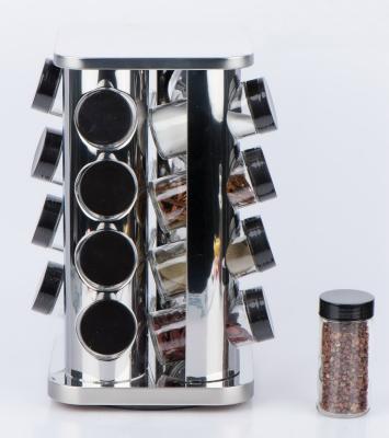 China Freshness Preservation TW1032 16pcs 80ml Spice Jar Set Glass Spice Shaker With Stainless Steel Rotating Rack for sale