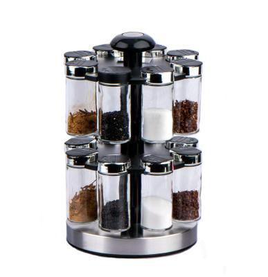 China TW1030 16pcs 80ml contemporary glass spice jar set with plastic rotating spice rack holder set for sale