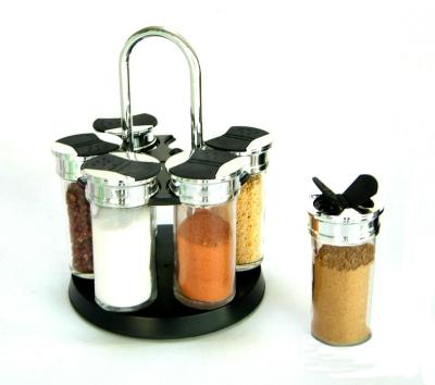 China Freshness Preservation TW535T 80ml Glass Spice Jar Holder Set With Plastic Lid And Rotating Rack for sale