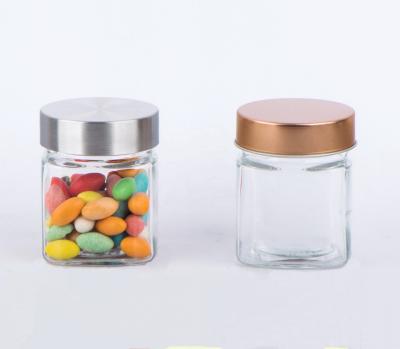 China Freshness Preservation CCP950 150ML Square Food Glass Jar With Screw Cap Lid for sale