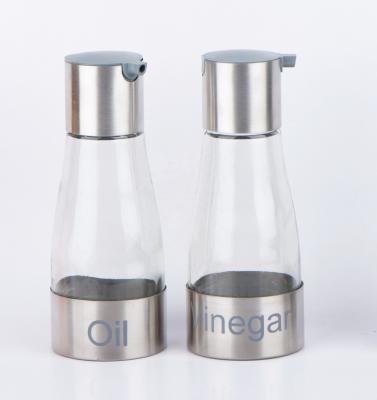 China TW742T6 300ml Contemporary Glass Oil Dispenser Vinegar Bottle With Stainless Steel Casing for sale